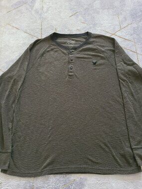 American Eagle Heritage Thermal Henley Shirt Men's XL Olive Green